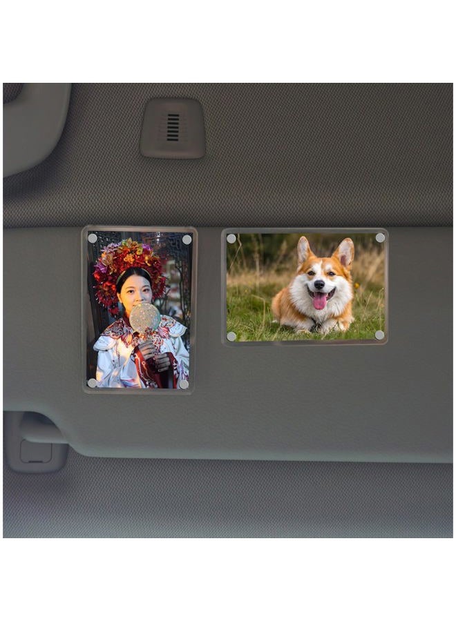 XMALL 2Pcs Acrylic Magnetic Photo Frame, Suitable for car Visor, refrigerators, and Other Iron Products. Birthday for Loved Ones, Fathers, Mothers, Husbands, Wives,3.5"X2.4" - Image 2