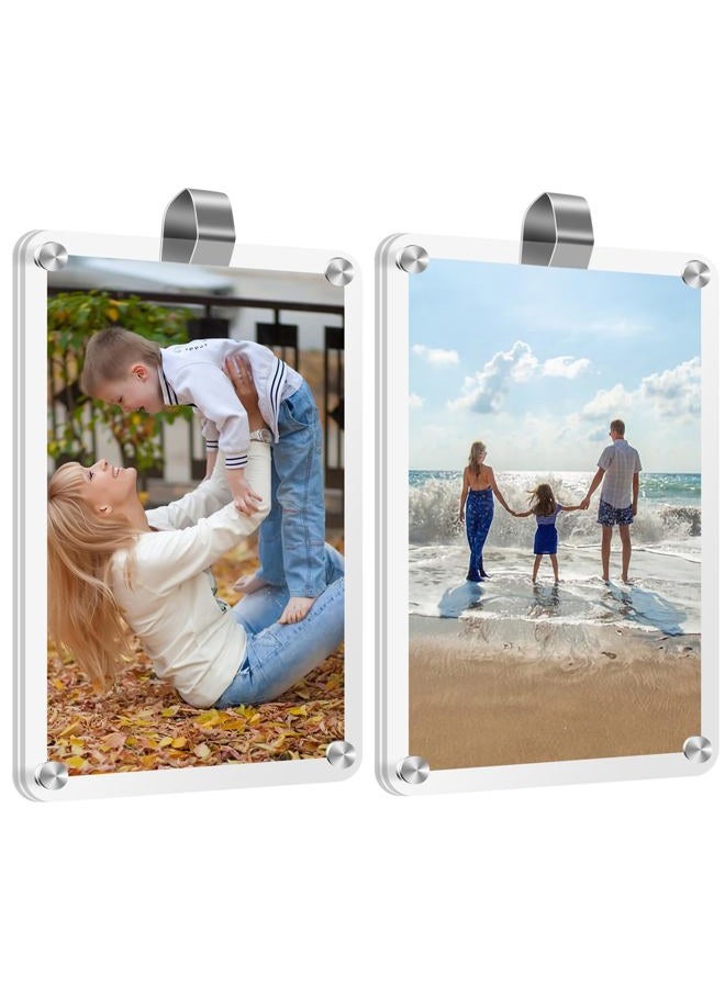 XMALL 2Pcs Acrylic Magnetic Photo Frame, Suitable for car Visor, refrigerators, and Other Iron Products. Birthday for Loved Ones, Fathers, Mothers, Husbands, Wives,3.5"X2.4" - Image 1