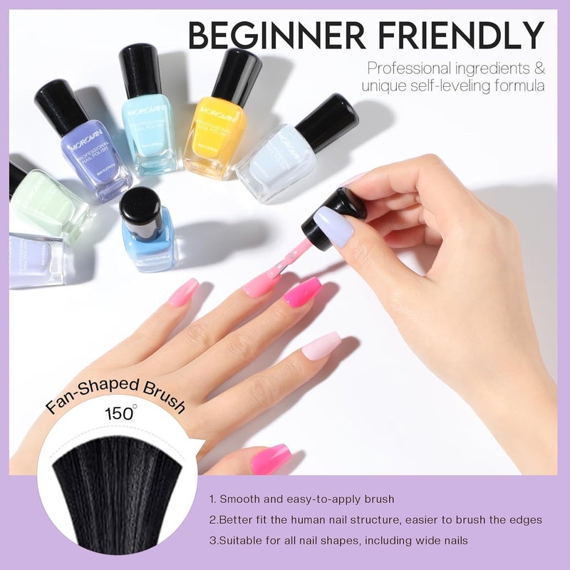 Morovan Pastel Nail Polish Set: Spring Macaron Air Dry 15 Bright Colors 0.27oz Summer Regular Fingernail Polish Bulk Nail Polish Kit Finger Nail Polish Gift Set for Women - Image 5