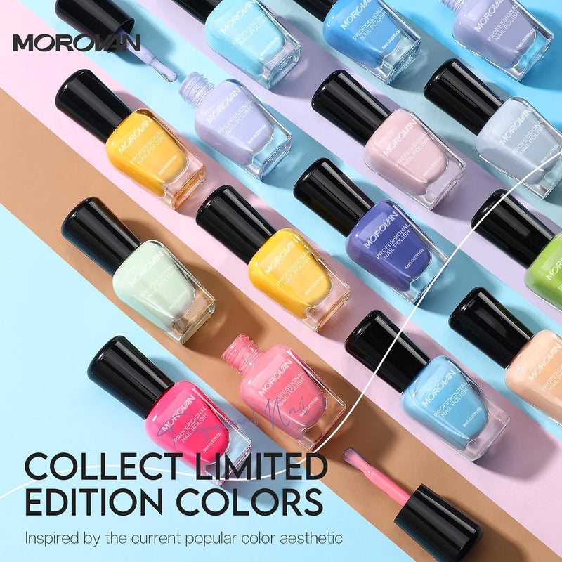 Morovan Pastel Nail Polish Set: Spring Macaron Air Dry 15 Bright Colors 0.27oz Summer Regular Fingernail Polish Bulk Nail Polish Kit Finger Nail Polish Gift Set for Women - Image 3