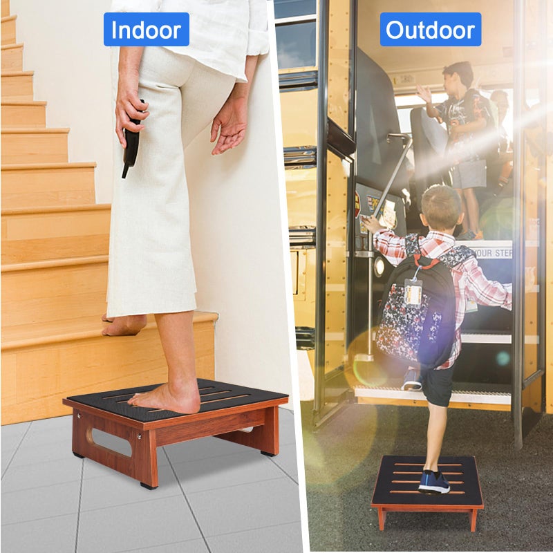 RayLove One Step Stool for Adults Seniors with Non-Slip Rubber Stepping Surface, Heavy Duty Wooden Step Stool with 450 LBS Capacity Bed Steps for High Beds, Bathroom, Bedroom, Kitchen & Kids Bedside Support - Image 4