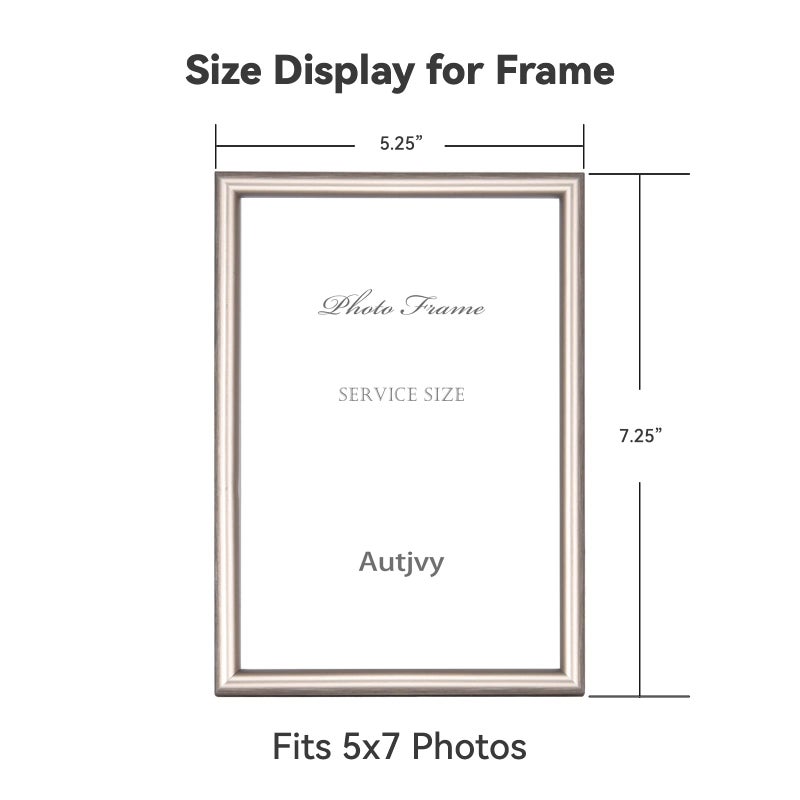 Autjvy 5x7 Picture Frame Champagne Brushed Modern Simple Thin Aluminum Metal Photo Frame with HD Real Glass  Display for Tabletop and Wall Collage. (2 Pack) - Image 2