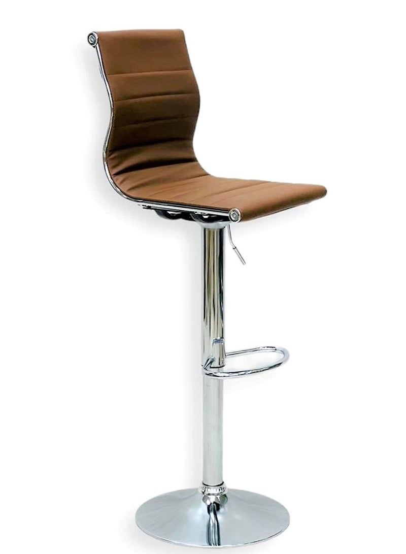 Living Height Adjustable Stool With Footrest Brown/Silver.  - Image 1