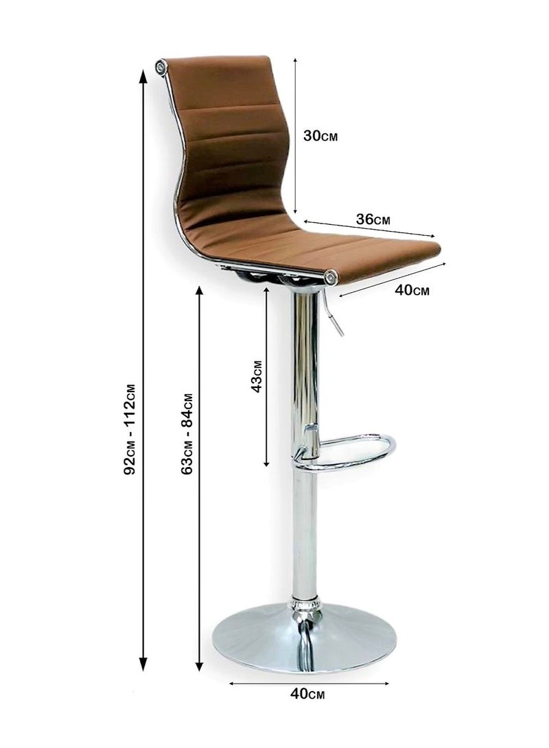 Living Height Adjustable Stool With Footrest Brown/Silver.  - Image 2