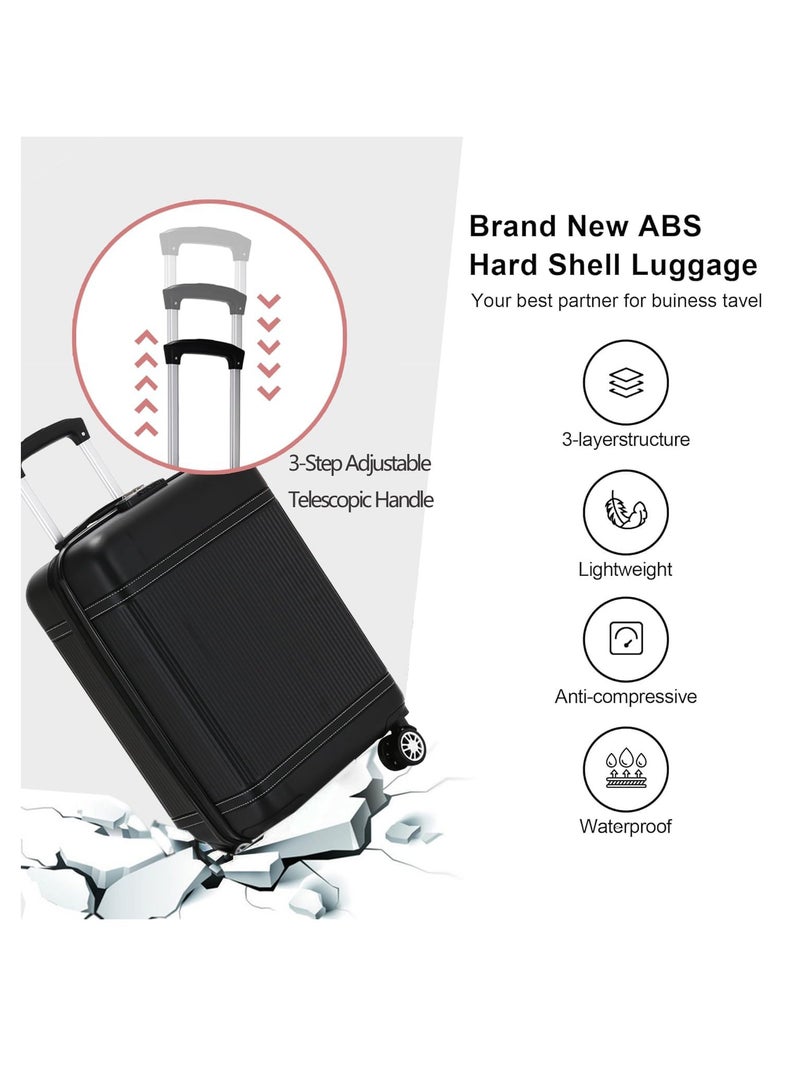 Yuwell 3-Piece Luggage Sets 20/24/28 inch Hard Shell ABS + PC, Expandable Design, Spinner Wheels, Luggage Bag 3 Piece Suitcase Set Multidirectional Wheels Travel Bags Scratch-Resistant Surface Trolley Bag Luggage Set 3 Black - Image 2