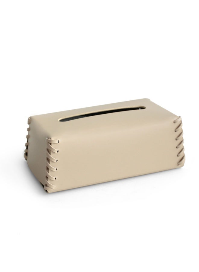 كينجمازي **الترجمة إلى العربية：**  غطاء علبة مناديل مستطيل، حامل مناديل أنيق بتصميم عصري، منظم/موزّع مناديل ورقية مستطيل حديث مصنوع من جلد PU للديكور، مناسب للحمام وطاولة السرير وطاولة القهوة والمكتب المنزلي، باللون البيج - Image 1