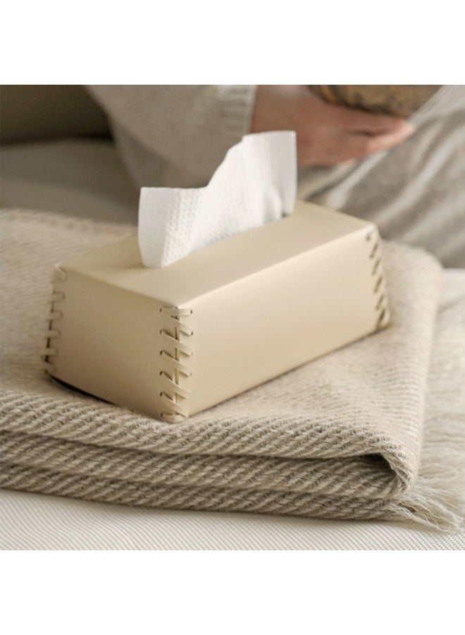كينجمازي **الترجمة إلى العربية：**  غطاء علبة مناديل مستطيل، حامل مناديل أنيق بتصميم عصري، منظم/موزّع مناديل ورقية مستطيل حديث مصنوع من جلد PU للديكور، مناسب للحمام وطاولة السرير وطاولة القهوة والمكتب المنزلي، باللون البيج - Image 3