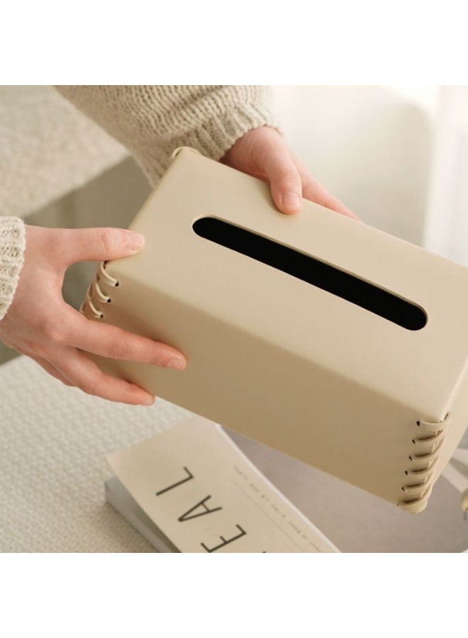كينجمازي **الترجمة إلى العربية：**  غطاء علبة مناديل مستطيل، حامل مناديل أنيق بتصميم عصري، منظم/موزّع مناديل ورقية مستطيل حديث مصنوع من جلد PU للديكور، مناسب للحمام وطاولة السرير وطاولة القهوة والمكتب المنزلي، باللون البيج - Image 4