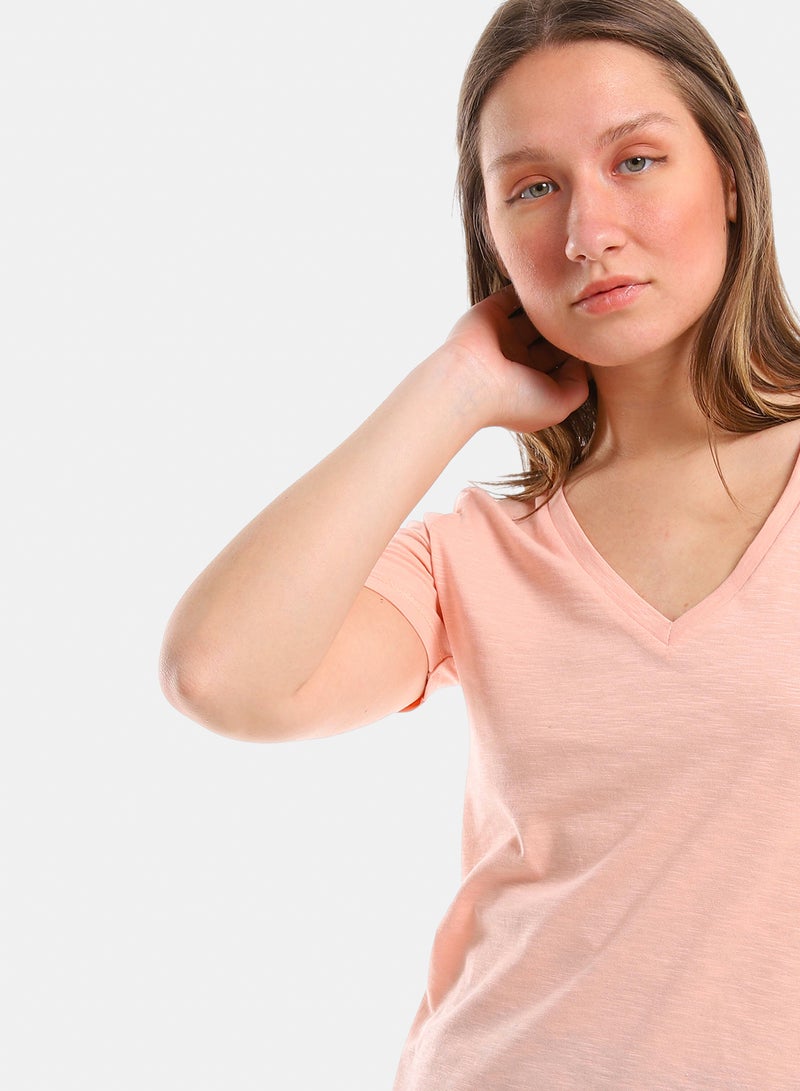 belle V Neck Slip On Heather Tee - Image 4