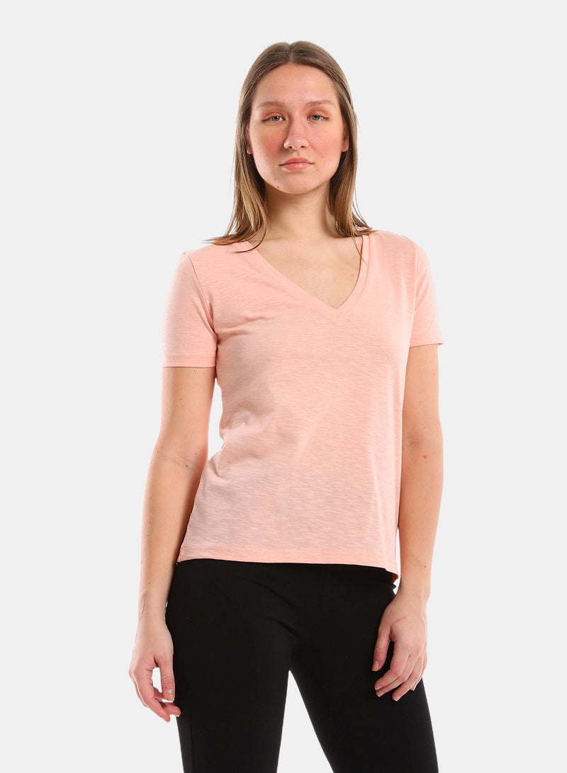 belle V Neck Slip On Heather Tee - Image 2