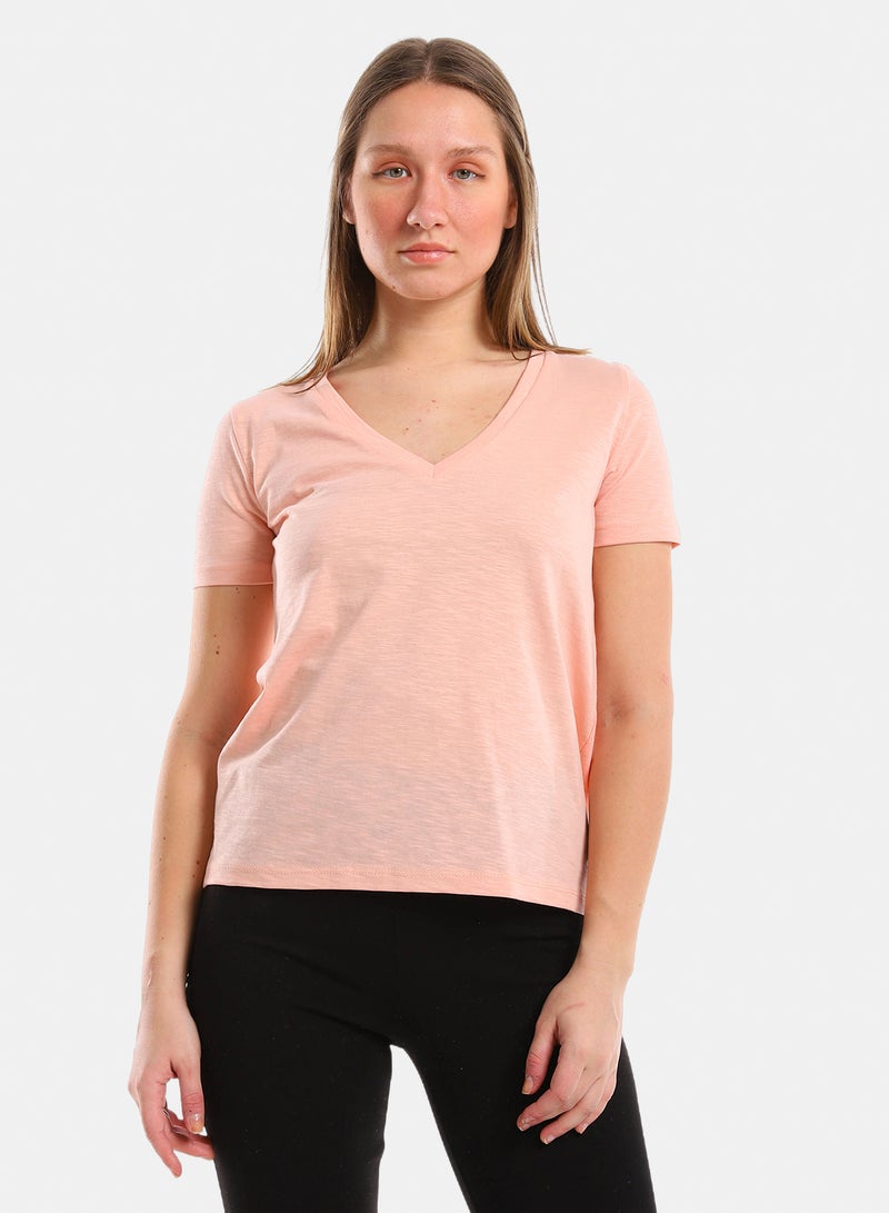 belle V Neck Slip On Heather Tee - Image 1