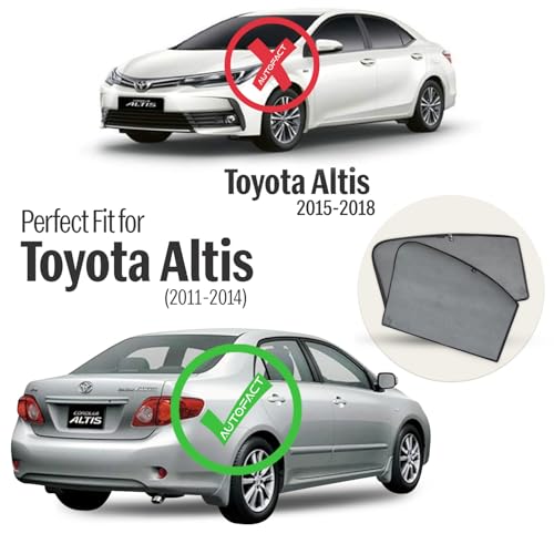 Autofact Car Sunshades for Toyota Corolla Altis (2011 to 2014), UV Protection, Useful Car Accessories, Custom fit Sun Shades for Side Windows, Set of 4 - Image 2