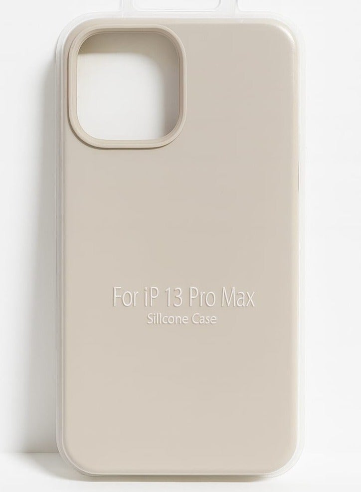 iPhone 13 Pro Max Silicone Case – Slim Shockproof Protective Back Cover, Soft & Lightweight, Beige
