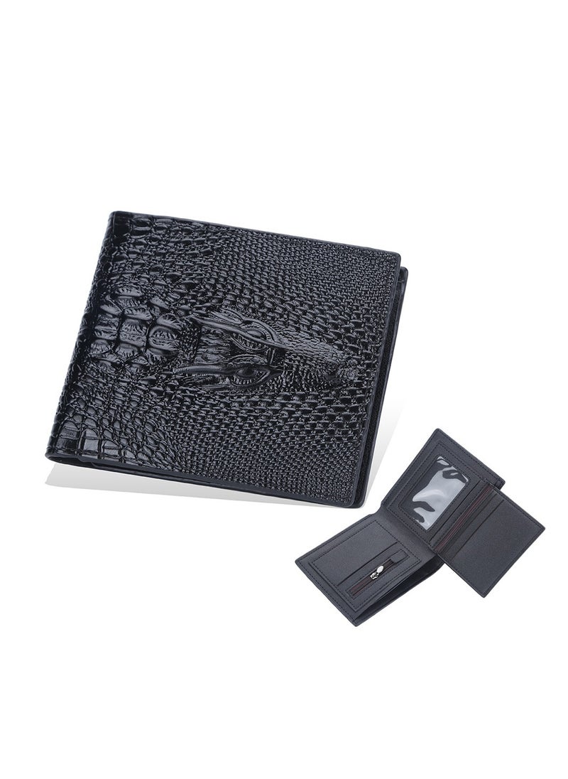 baellerry Crocodile Print Foldable Business Wallet Black  - Image 1