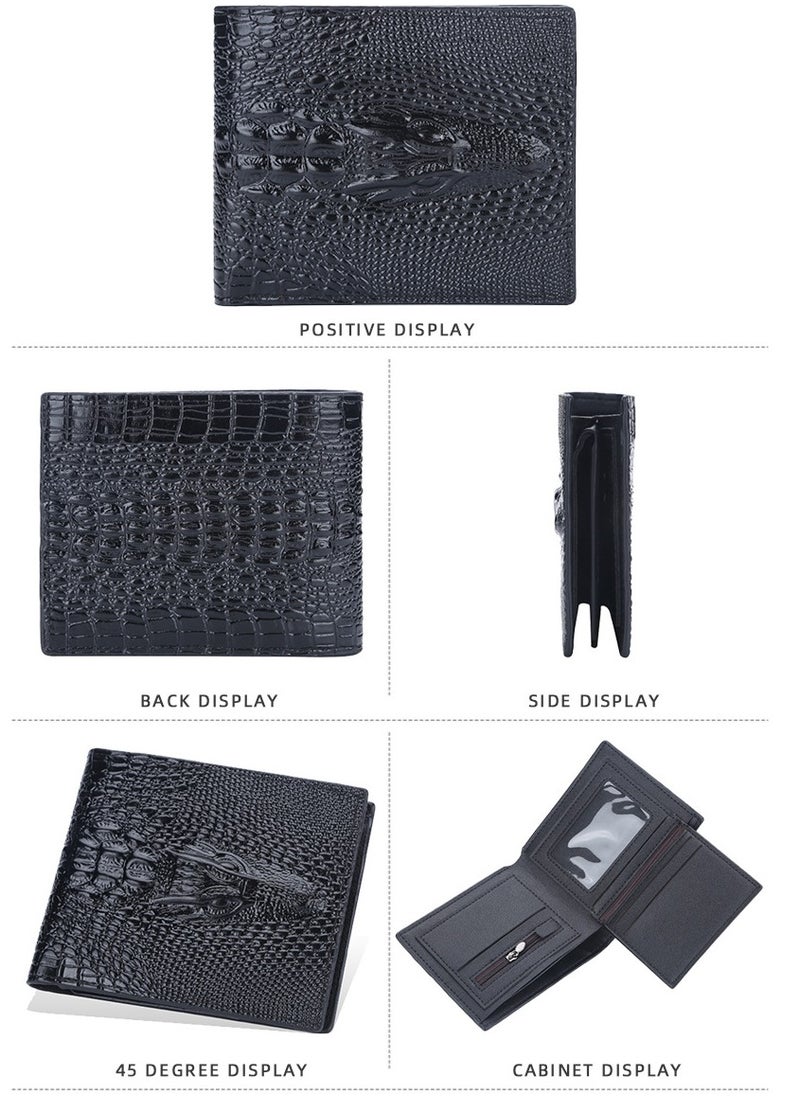 baellerry Crocodile Print Foldable Business Wallet Black  - Image 3