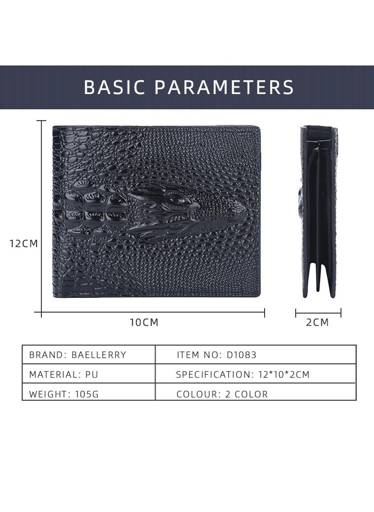 baellerry Crocodile Print Foldable Business Wallet Black  - Image 2
