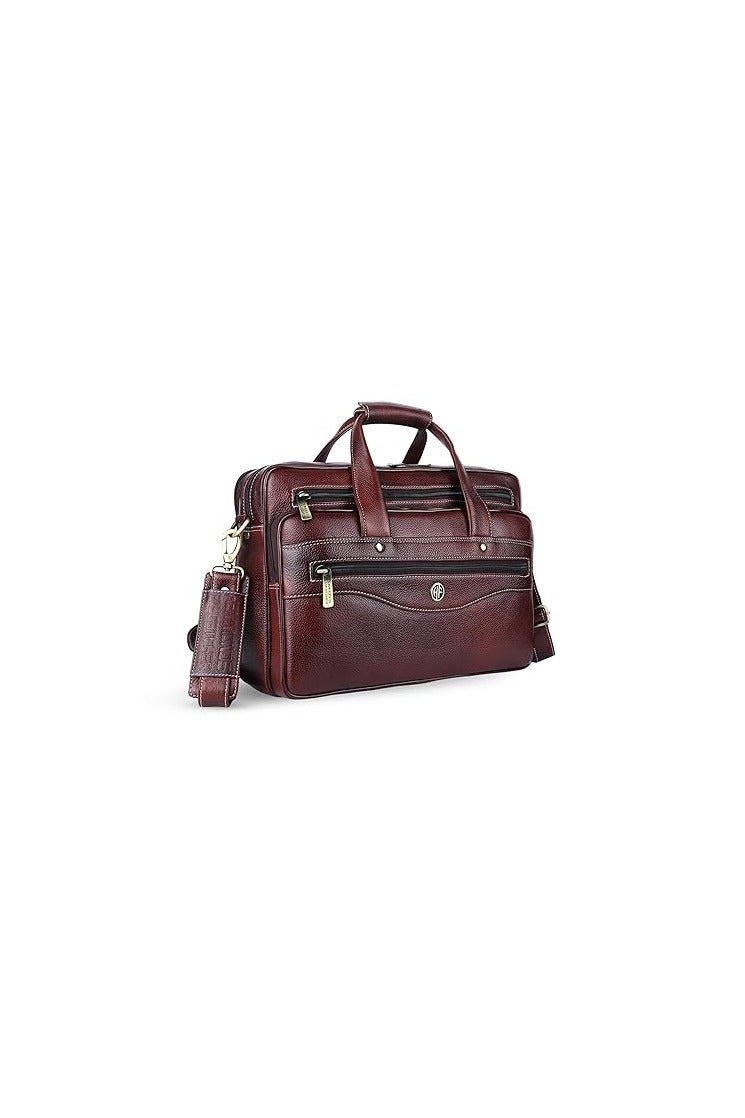 HAMMONDS FLYCATCHER HAMMONDS FLYCATCHER Genuine Leather Office Bag for Men, 15.6 Inch Messenger Laptop Bag for Men with Adjustable Strap & Multiple Compartments, 1 Year Warranty - Office, Travel, Daily Use - Brown - Image 1