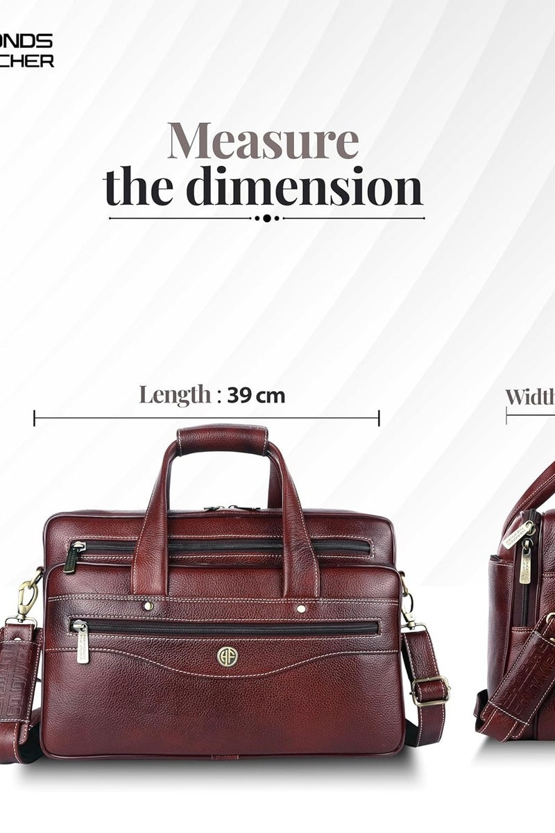HAMMONDS FLYCATCHER HAMMONDS FLYCATCHER Genuine Leather Office Bag for Men, 15.6 Inch Messenger Laptop Bag for Men with Adjustable Strap & Multiple Compartments, 1 Year Warranty - Office, Travel, Daily Use - Brown - Image 4