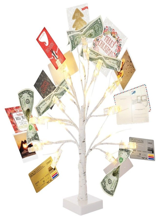 Homaisson Money Tree Gift Card Holder with 12 Clear Clips, Lighted Photo Cash Lottery Ticket Holder, Unique Desktop Home Decorations for Christmas, Memo, Birthday, Wedding, Graduation - Image 1