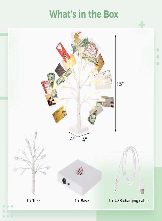 Homaisson Money Tree Gift Card Holder with 12 Clear Clips, Lighted Photo Cash Lottery Ticket Holder, Unique Desktop Home Decorations for Christmas, Memo, Birthday, Wedding, Graduation - Image 4