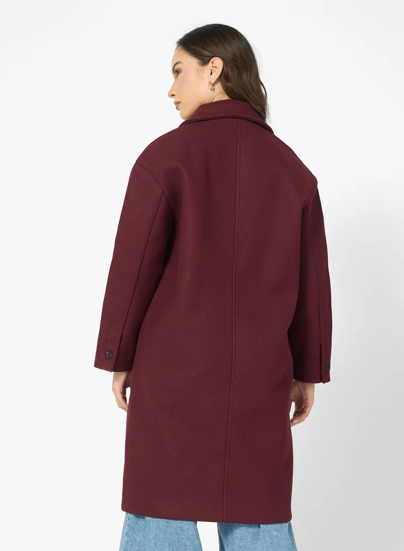 Ginger Woolen Longline Trench Coat