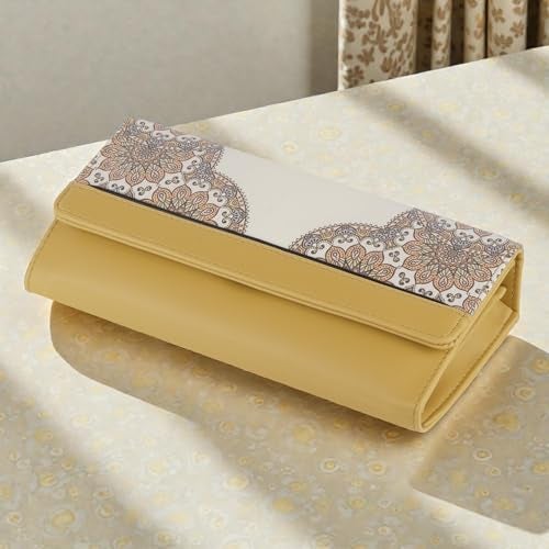 DOSYSO Wallet for Women Girls Stylish Latest Printed Faux Leather with Phone Space Coin Compartment Mobile Storage 4 Card Slots Holder Cash Zip Pockets Hand Clutch for Daily Use Ladies Long Purse (Mustard) - Image 2