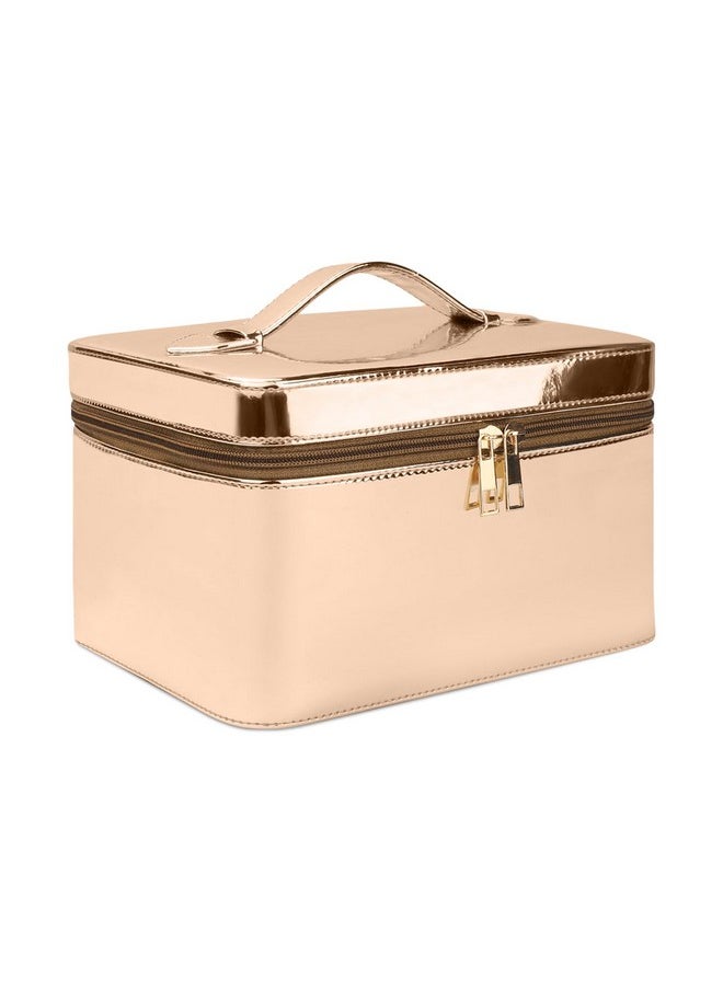 NFI essentials NFI essentials Makeup Bag Cosmetic Box Jewelry Bridal Box Make up Box Trousseau Box Vanity Beauty Case Organizer for Wedding Makeup Big Box (Rose Gold)  - Image 1