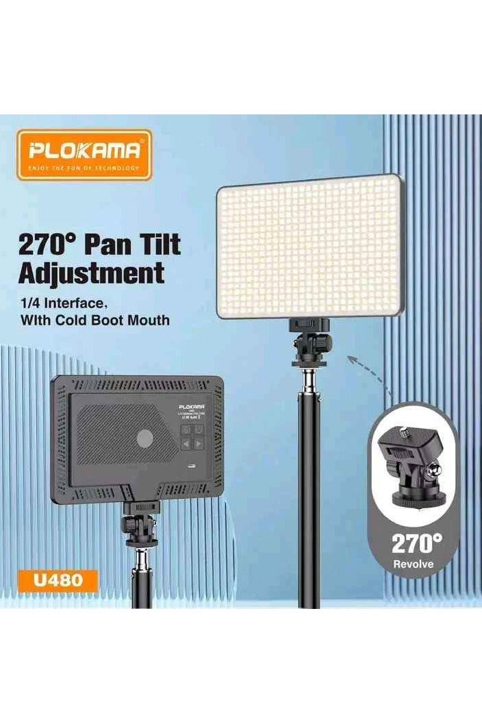 PLOKAMA U480 led RECHARGEBLE 20W Built-in 5000mAh Stepless Dimmable 2700-5700K LED Professional Photography Fill Light for DSLR, Camcorder, Tripod - Image 3