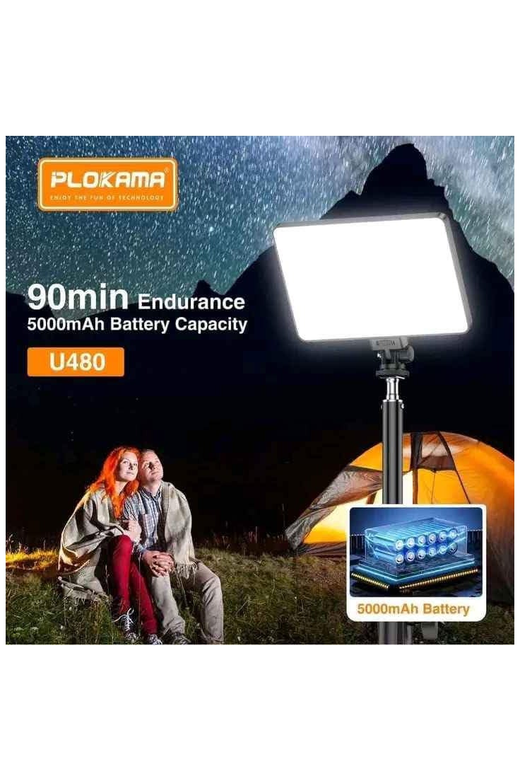PLOKAMA U480 led RECHARGEBLE 20W Built-in 5000mAh Stepless Dimmable 2700-5700K LED Professional Photography Fill Light for DSLR, Camcorder, Tripod - Image 5