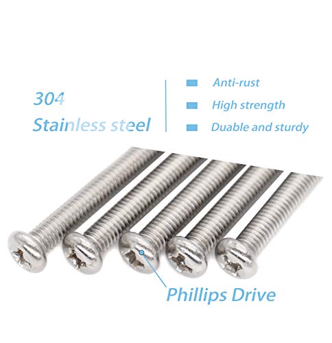 binifiMux 100pcs Pan Phillips Head M4 Machine Screws Hex Nuts 304 Stainless Steel Assortment Kit, M4x60mm/ 65mm/ 70mm/ 75mm/ 80mm - Image 2