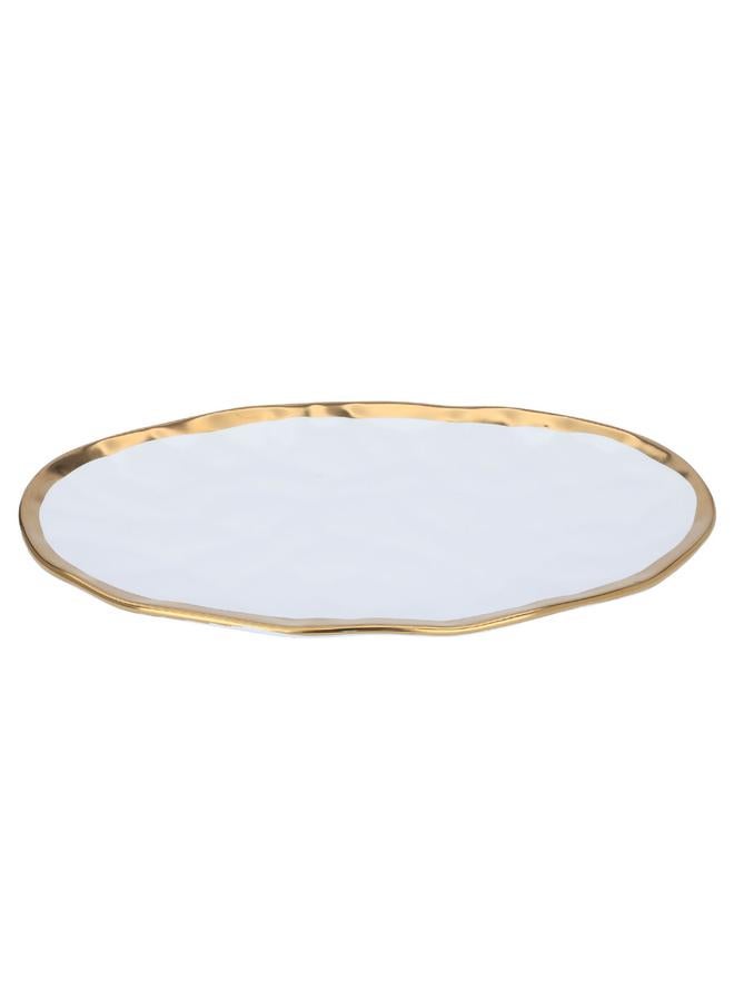 السيف  طبق تقديم من البورسلين 31×18×2 سم بيضاوي مع خط ذهبي أبيض - Image 2