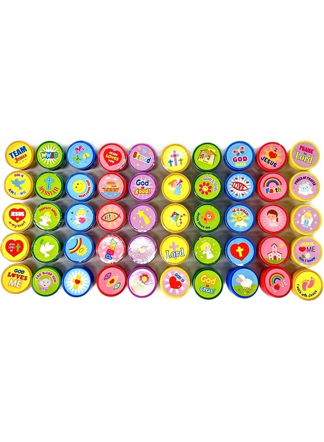 TINYMILLS Tiny Mills 50 Pcs Religious Assorted Stampers for Kids Religious Prizes Carnival Prizes Vacation Bible School Sunday School Prizes - Image 3