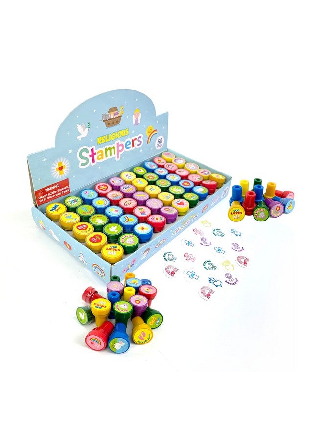 TINYMILLS Tiny Mills 50 Pcs Religious Assorted Stampers for Kids Religious Prizes Carnival Prizes Vacation Bible School Sunday School Prizes - Image 2