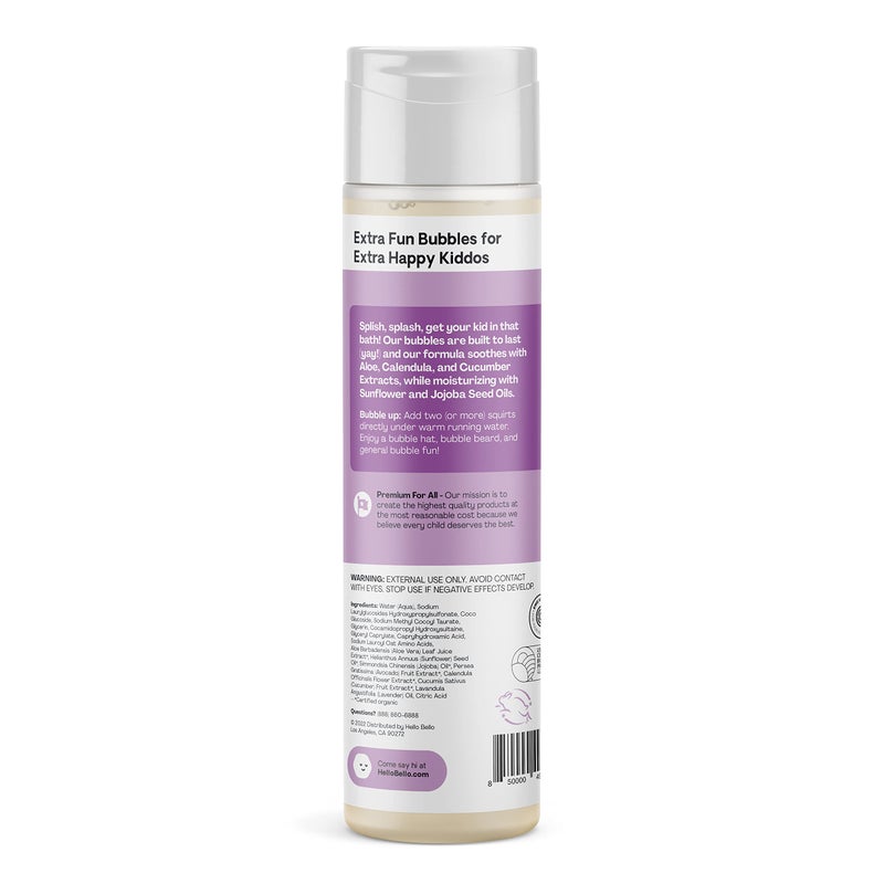 Hello Bello Bubble Bath, Gentle Hypoallergenic Formula for Babies and Kids, Vegan and Cruelty-Free, Soft Lavender Scented, 10 fl oz - Image 2