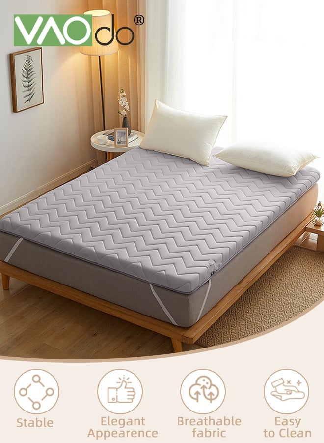 VAOdo Thicken Bed Mattress, Highly Resilient Fast Rebound Mattress, Soy Bean Fiber Filling, Pressure Relief, with Removable and Washable Cover, Medium Support Portable Roll Up Sleep Pad Grey 180*200*5CM - Image 2