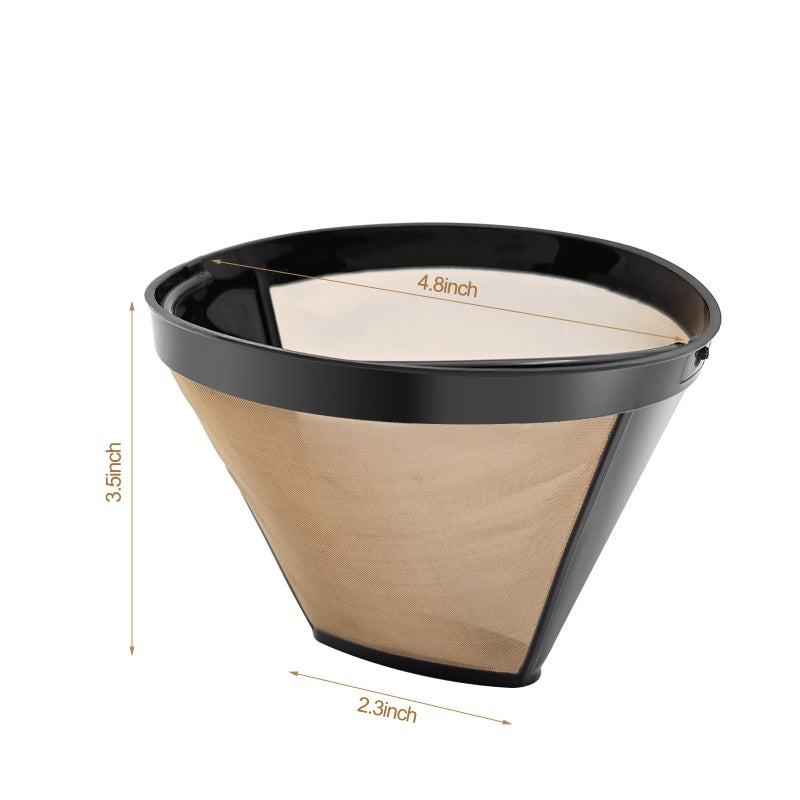 MFBJXC Gold Coffee Filter Reusable #4 Cone Coffee Filters Basket Replacement Fits Cuisinart/Ninja Coffee Makers And Brewers (2) - Image 5
