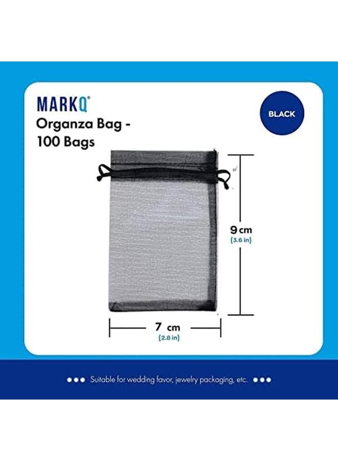 مارك أكياس أورجانزا برباط 100 قطعة مقاس 7 سم × 9 سم أسود - Image 2