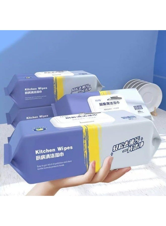 مناديل مطبخ مبللة للتنظيف برائحة الليمون – 80 منديل - Image 4