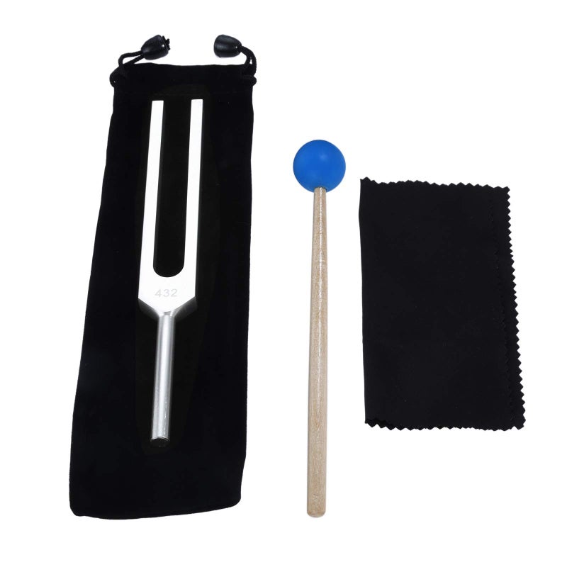 DRELD 432 Hz Tuning Fork Set for Healing, Relaxing, Meditation, Strengthen Chakra, Reliever Stress, Keep Body, Mind and Spirit- with Silicone Hammer Bag Cleaning Cloth - Image 1