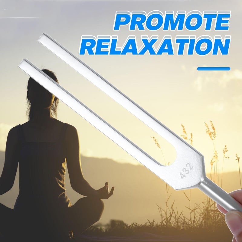 DRELD 432 Hz Tuning Fork Set for Healing, Relaxing, Meditation, Strengthen Chakra, Reliever Stress, Keep Body, Mind and Spirit- with Silicone Hammer Bag Cleaning Cloth - Image 5