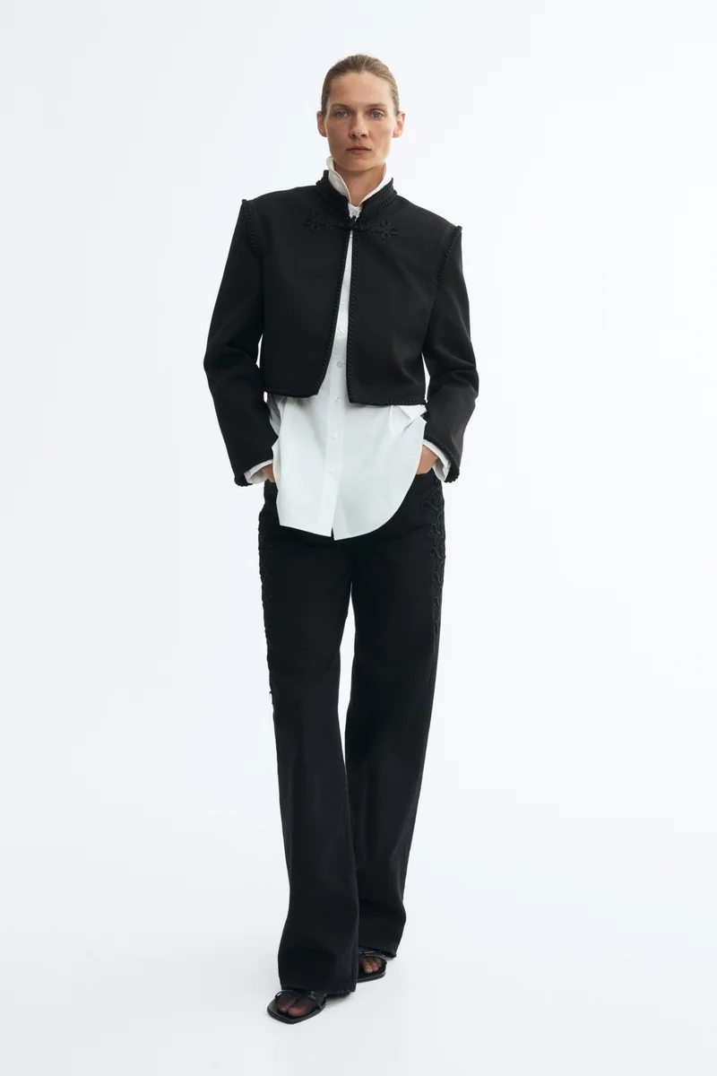 Cropped braid-detail jacket