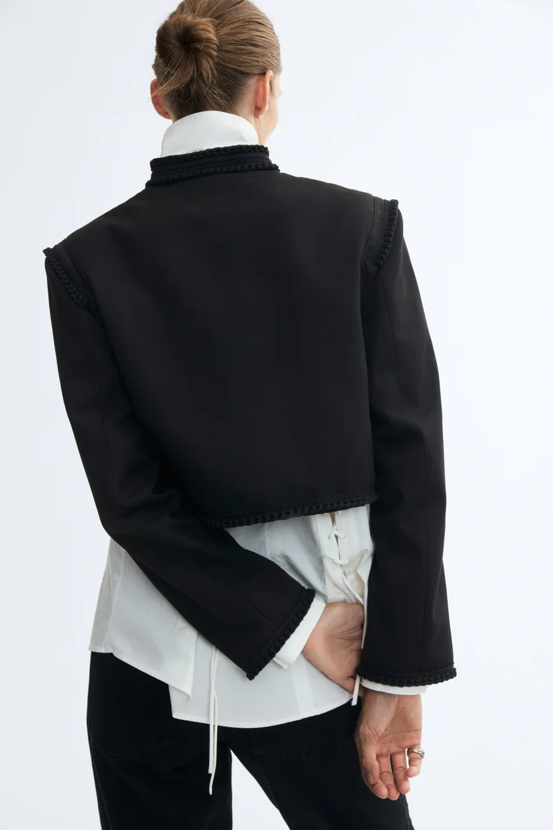 H&M  Cropped braid-detail jacket for Women | Best Price UAE