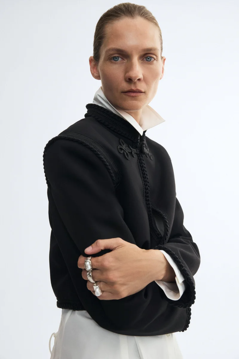 H&M  Cropped braid-detail jacket for Women | Best Price UAE