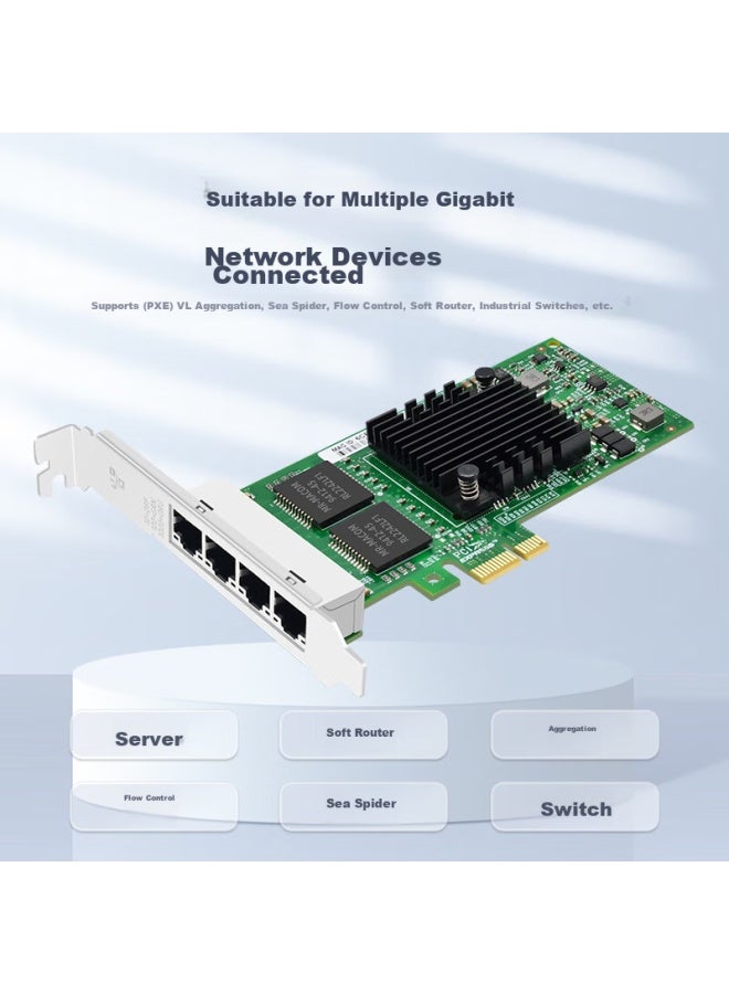 Eb-link Intel I350am4 Chip, Pci-e X1 Gigabit Four-port Server Network Card, I350-t4 Electrical Port Wired Network Card, Supports Soft Routing/aggregation/industrial Camera - Image 2