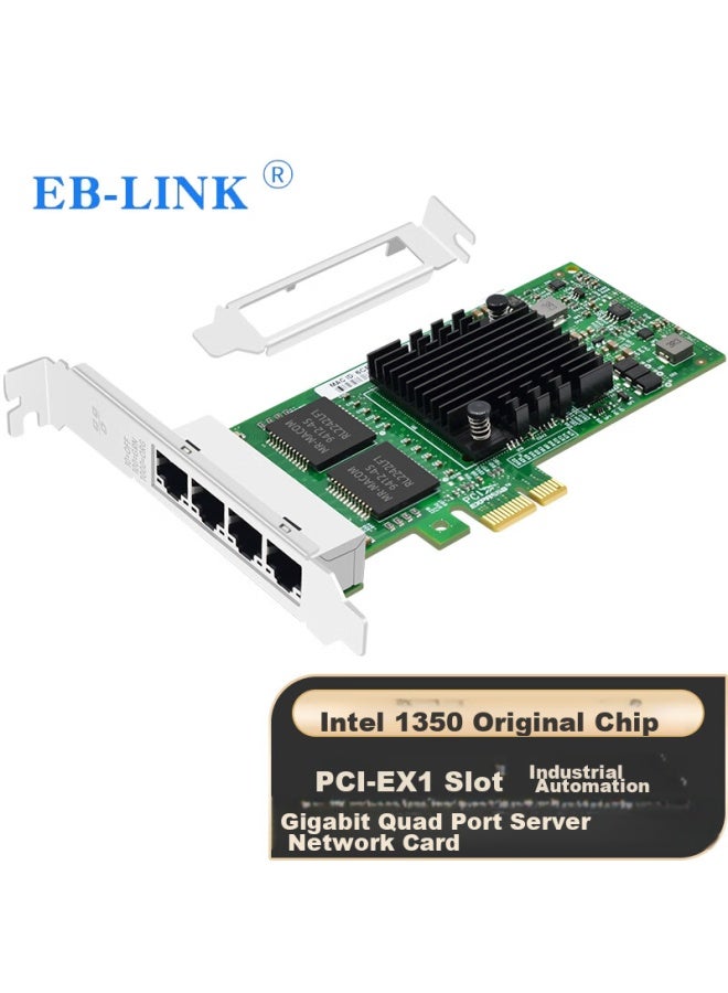 Eb-link Intel I350am4 Chip, Pci-e X1 Gigabit Four-port Server Network Card, I350-t4 Electrical Port Wired Network Card, Supports Soft Routing/aggregation/industrial Camera - Image 1