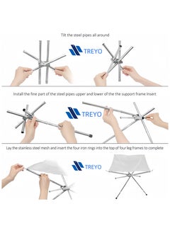TREYO Durable Stainless Steel Portable Fire Pit for Outdoor Camping & BBQ - Foldable & Easy to Disassemble, Ideal for Garden, Backyard Heating & Hiking (L Size 56x56x43CM)  - Image 2