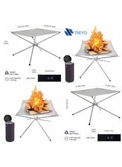 TREYO Durable Stainless Steel Portable Fire Pit for Outdoor Camping & BBQ - Foldable & Easy to Disassemble, Ideal for Garden, Backyard Heating & Hiking (L Size 56x56x43CM)  - Image 4