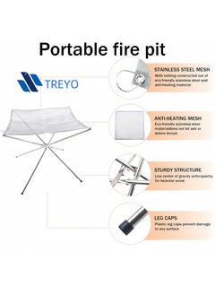 TREYO Durable Stainless Steel Portable Fire Pit for Outdoor Camping & BBQ - Foldable & Easy to Disassemble, Ideal for Garden, Backyard Heating & Hiking (L Size 56x56x43CM)  - Image 5