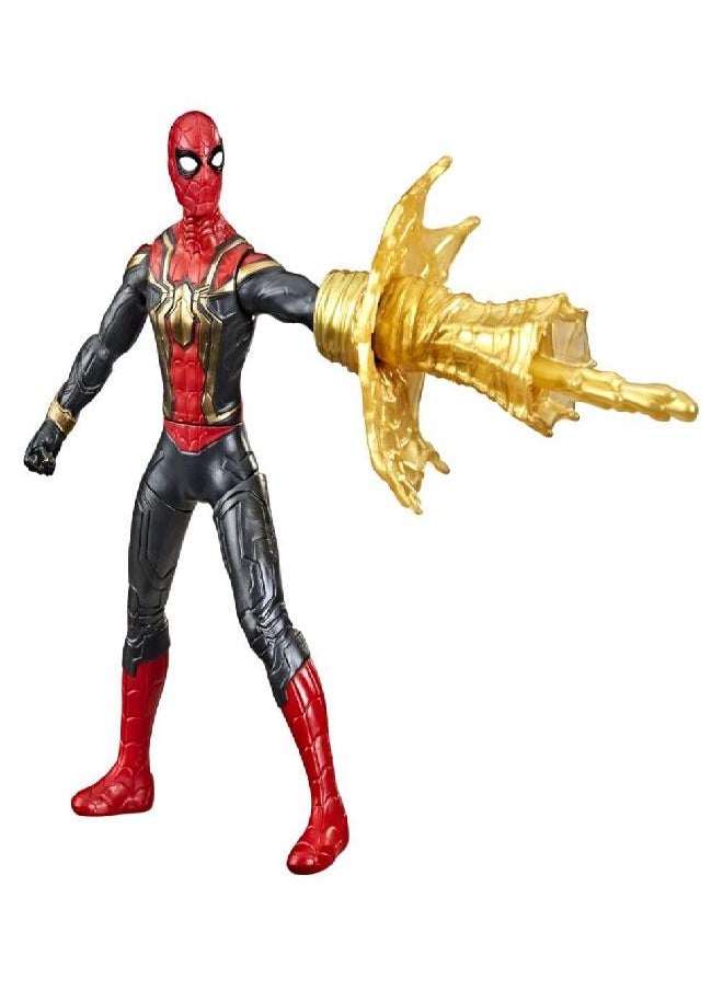 Spider-Man Spider-Man Marvel 6-Inch Deluxe Web Spin Movie-Inspired Action Figure Toy with Weapon Attack Squeeze Legs Feature, Ages 4 and Up  - Image 1