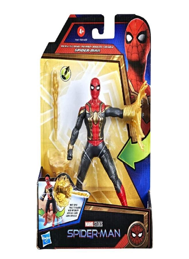 Spider-Man Spider-Man Marvel 6-Inch Deluxe Web Spin Movie-Inspired Action Figure Toy with Weapon Attack Squeeze Legs Feature, Ages 4 and Up  - Image 2
